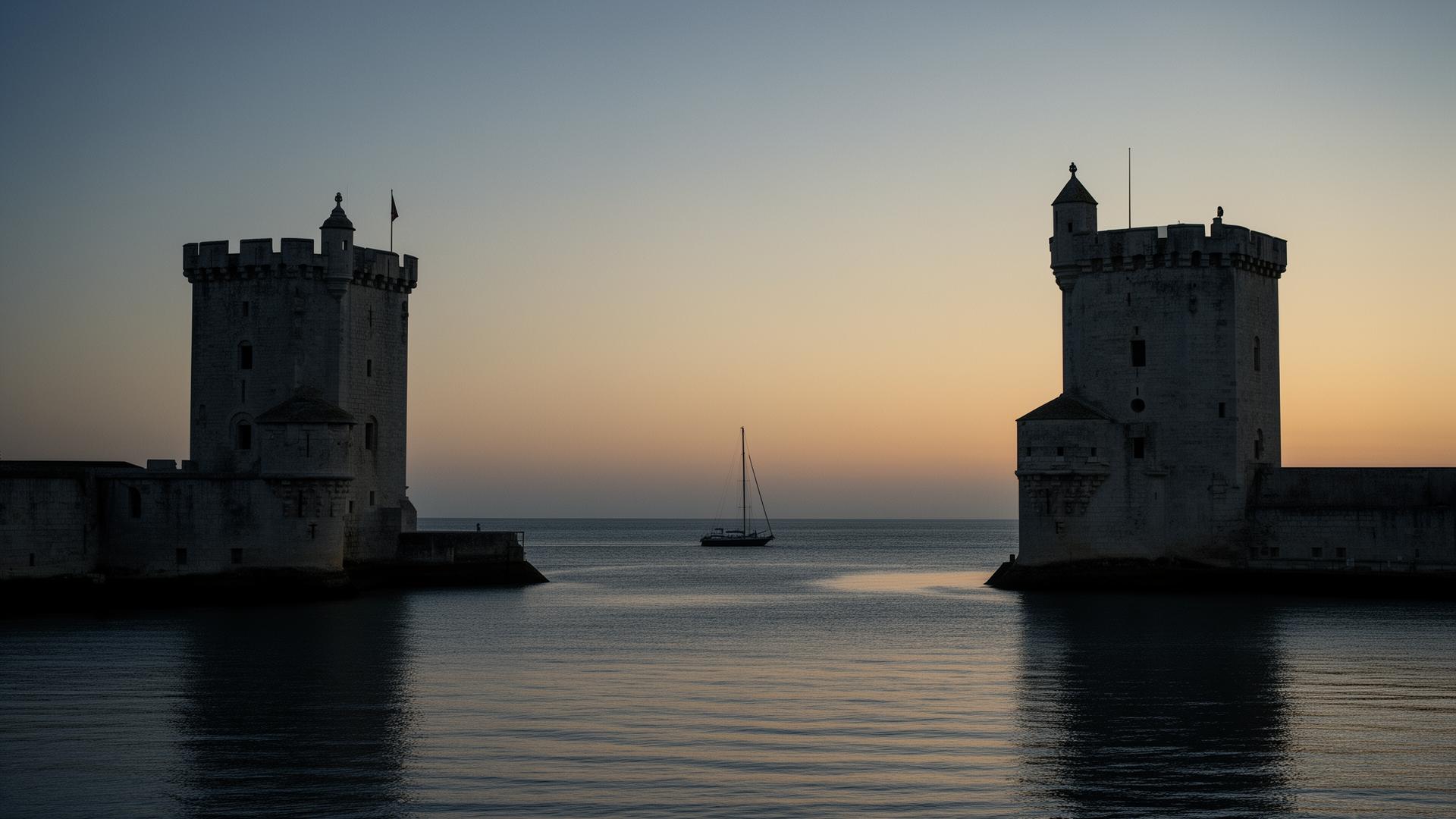 Le port de La Rochelle au crépuscule